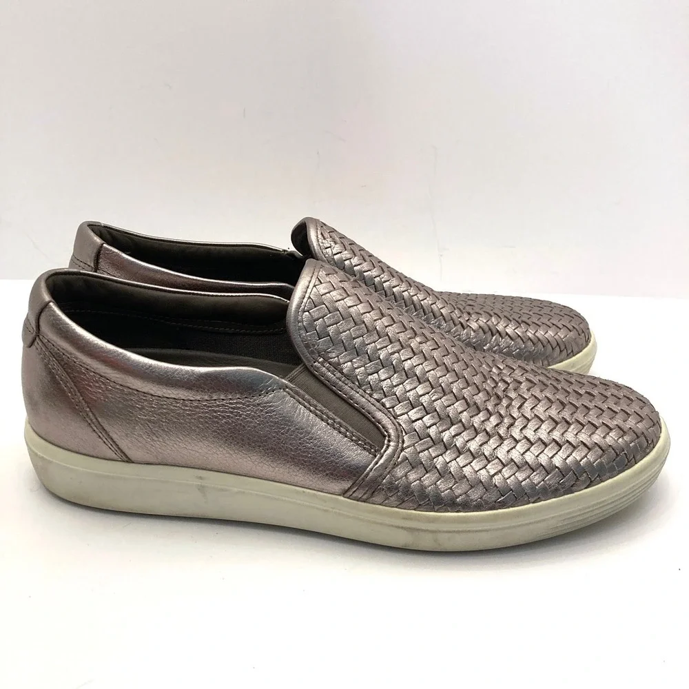 ECCO Soft 7 Woven Metallic Leather Slip On 2.0 Sneaker Womens 12-12.5‎ EU43